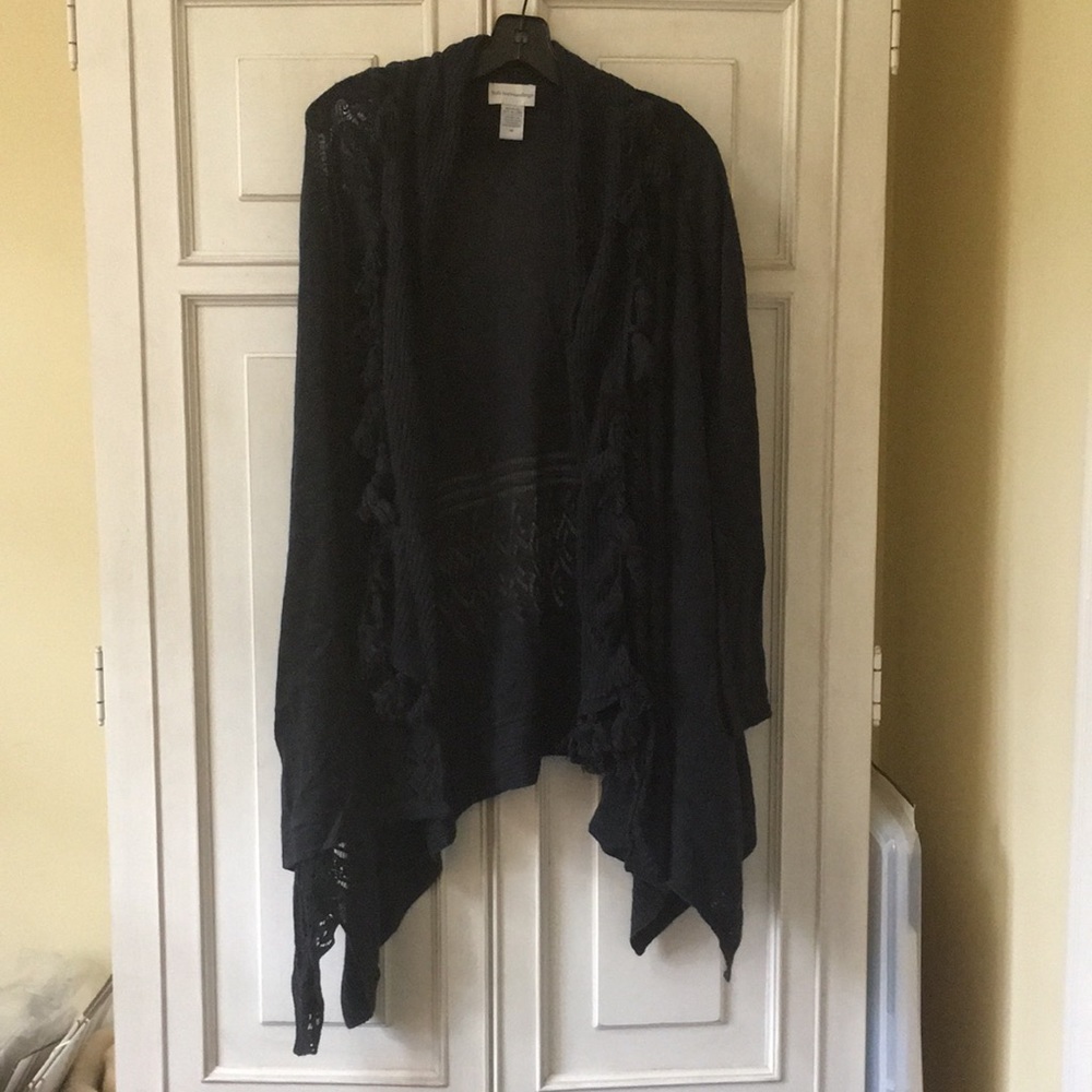 Soft Surroundings Gray Tassel Cardigan Size Medium